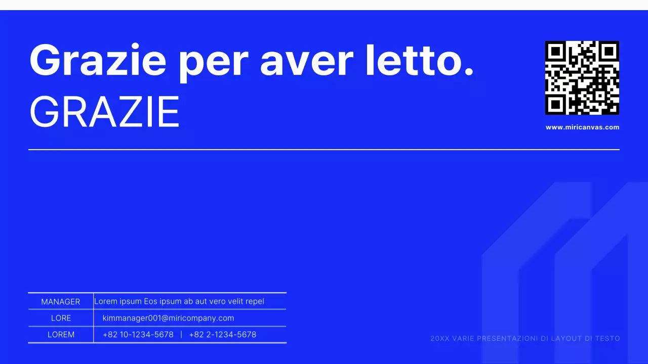 Relazione con layout di testo moderno in blu e bianco
