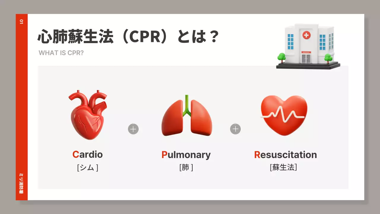 赤 シンプル 医療 資料 プレゼンテーション