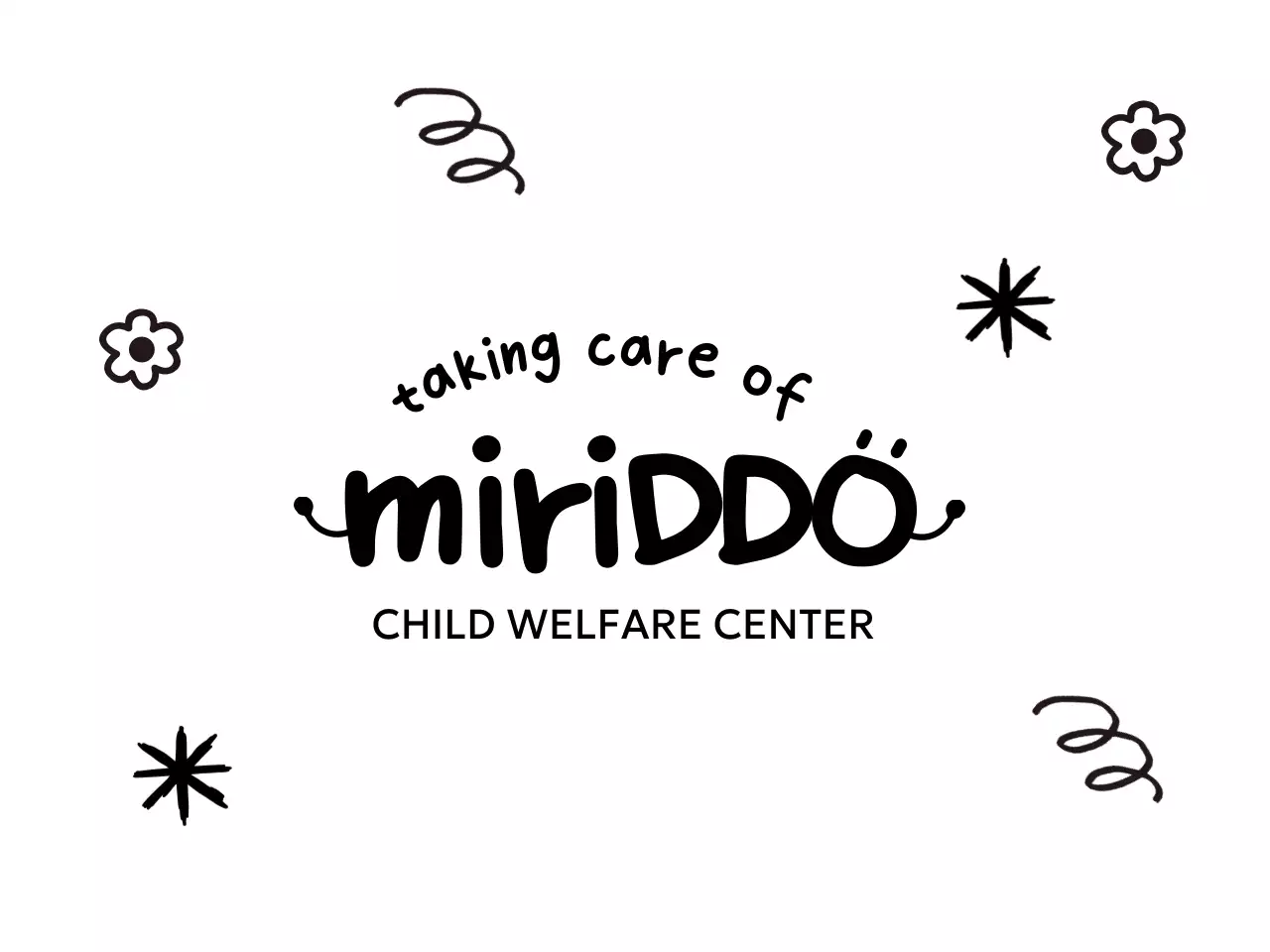 A cute concept for a child welfare center with hand-drawn illustrations