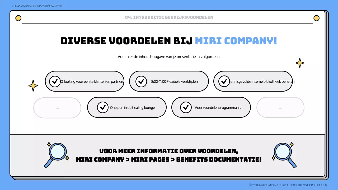 Blauw en geel onboarding trainingsmateriaal