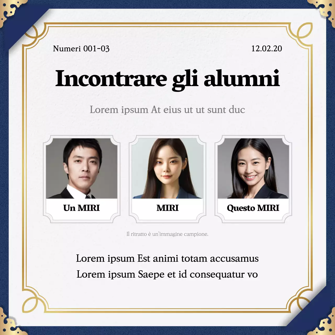 Promuovete il completamento del programma con una classica combinazione di colori blu e oro.