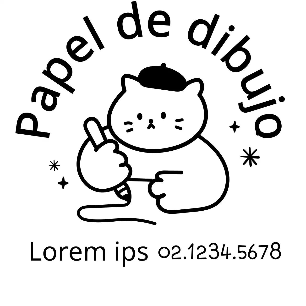 Promoción de una escuela de arte con simpáticas ilustraciones de gatos