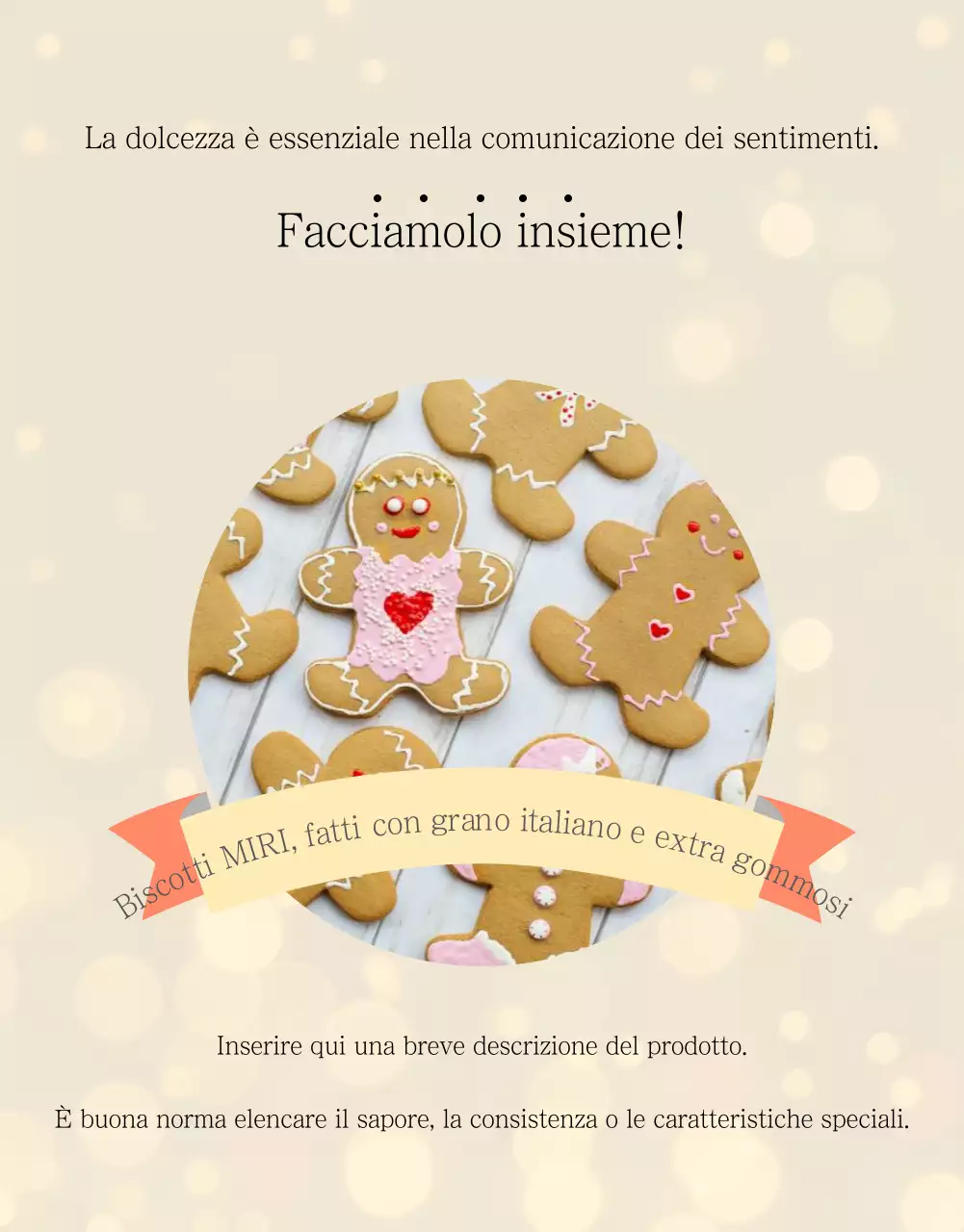 Annuncio della vendita di una semplice torta beige e avorio