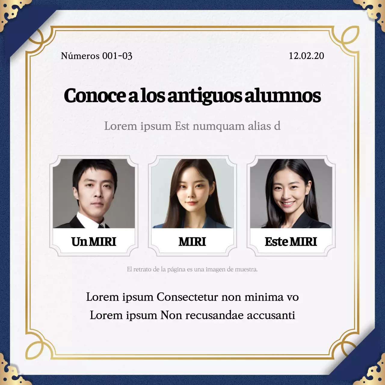 Promueva la finalización del programa con una combinación clásica de colores azul marino y dorado