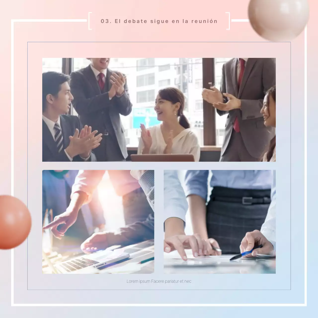 Un sencillo informe de resultados de reunión en rosa y azul claro