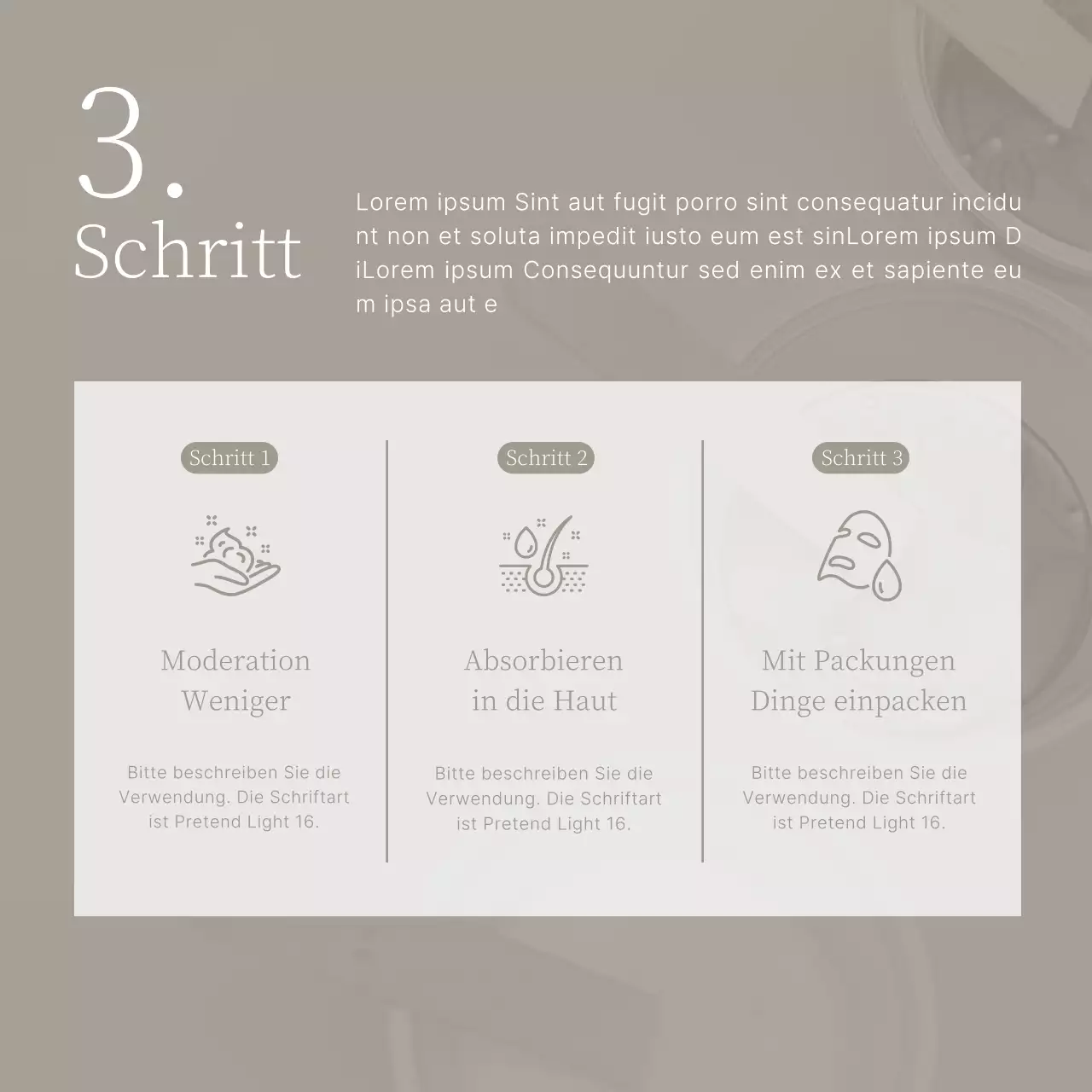 Förderung der einfachen kosmetischen Hautpflege in Beige