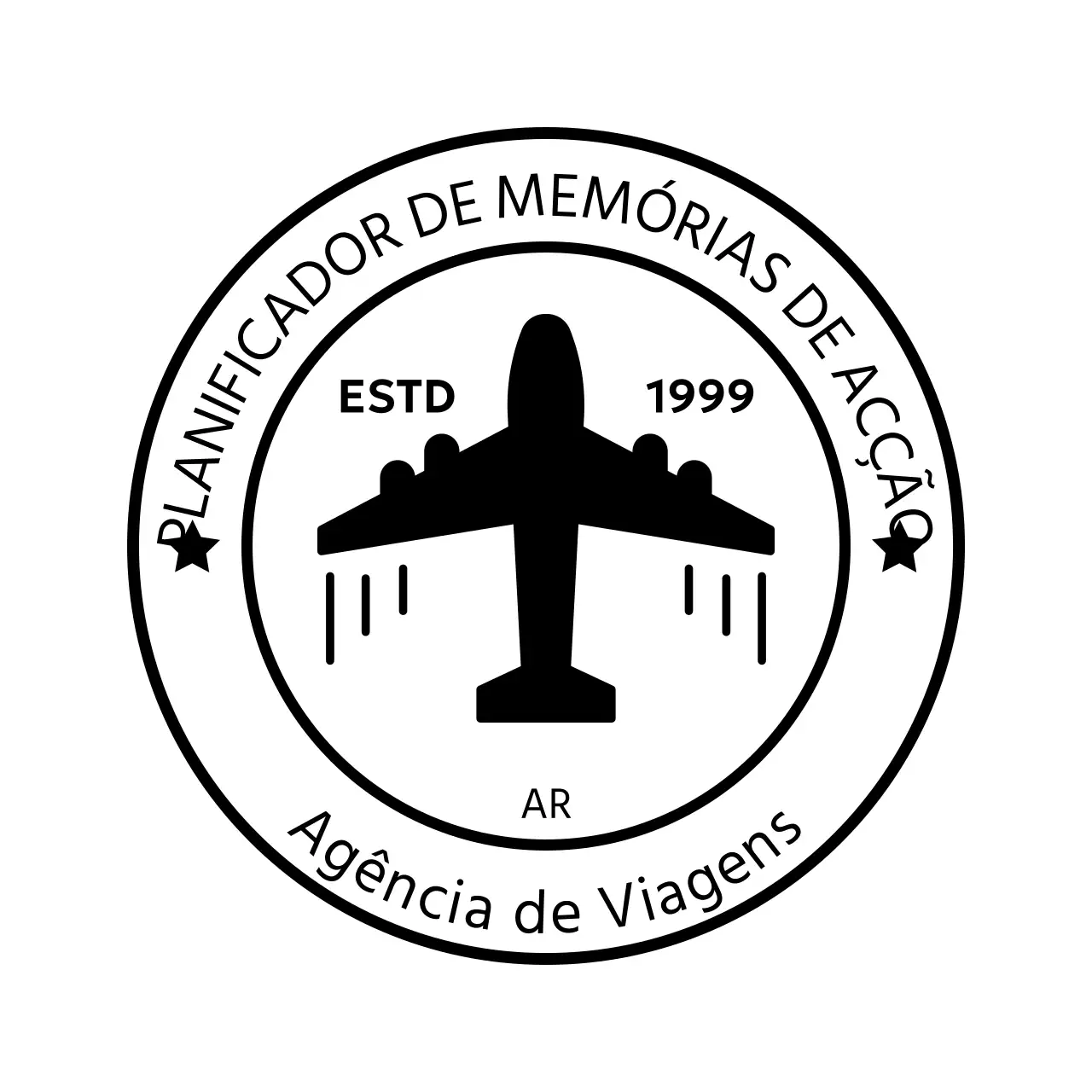 Logótipo de carimbo com uma vibração retro e um avião