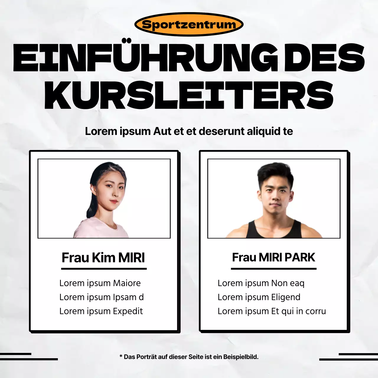 Minimalistische Werbeanzeige eines Fußballvereins in Schwarz und Orange