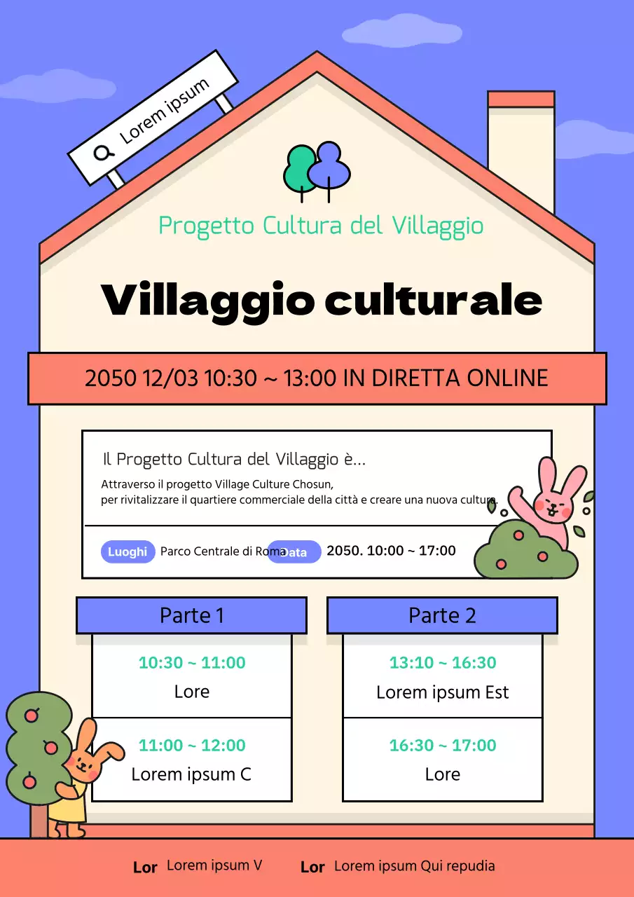 Annuncio della presentazione del progetto di creazione della cultura del villaggio rosso e viola