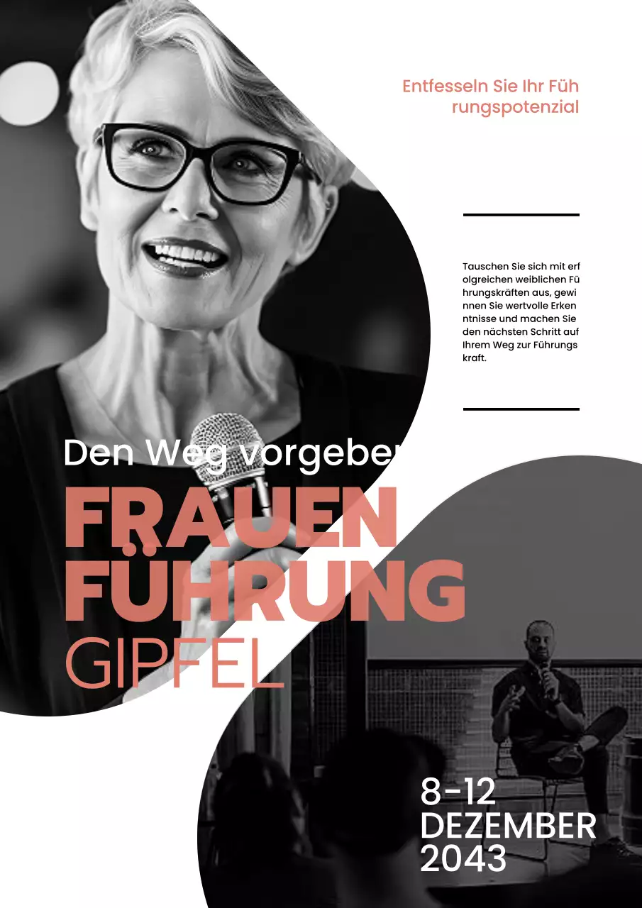 Förderung eines einfachen Führungsseminars zum Frauentag in Schwarz und Rosa