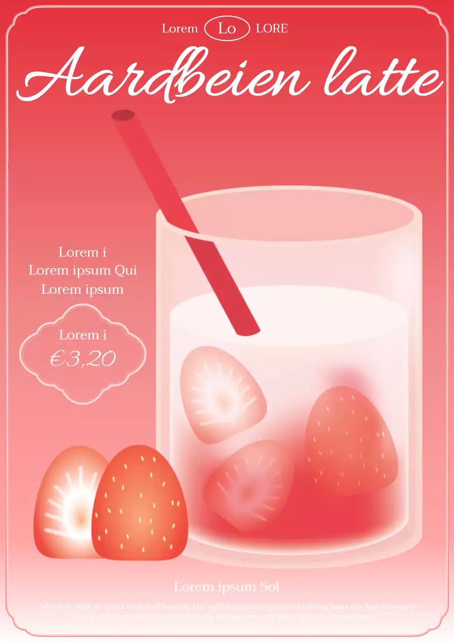 Kitscherig rood en roze café nieuw menu evenement flyer