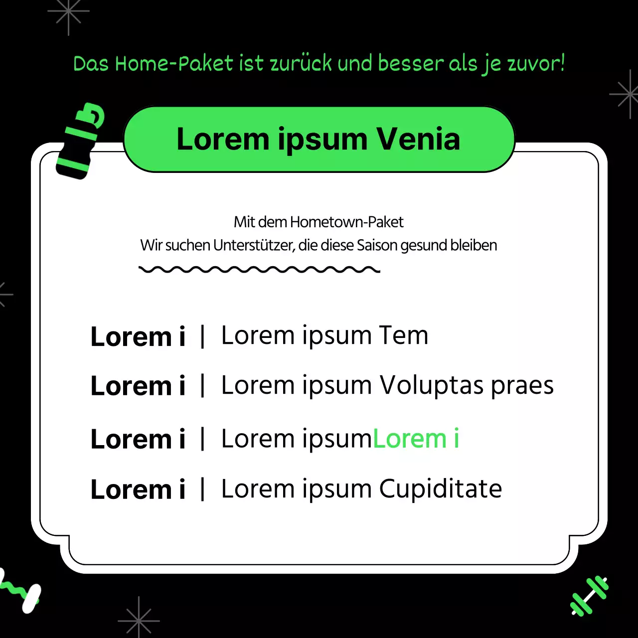 Rekrutieren Sie Unterstützer für ein kitschiges Workout zu Hause in Neon und Schwarz