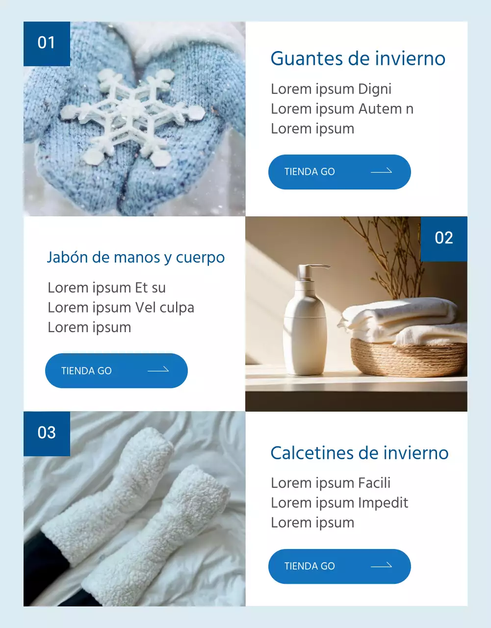 Promover la ropa de invierno moderna en azul y azul claro