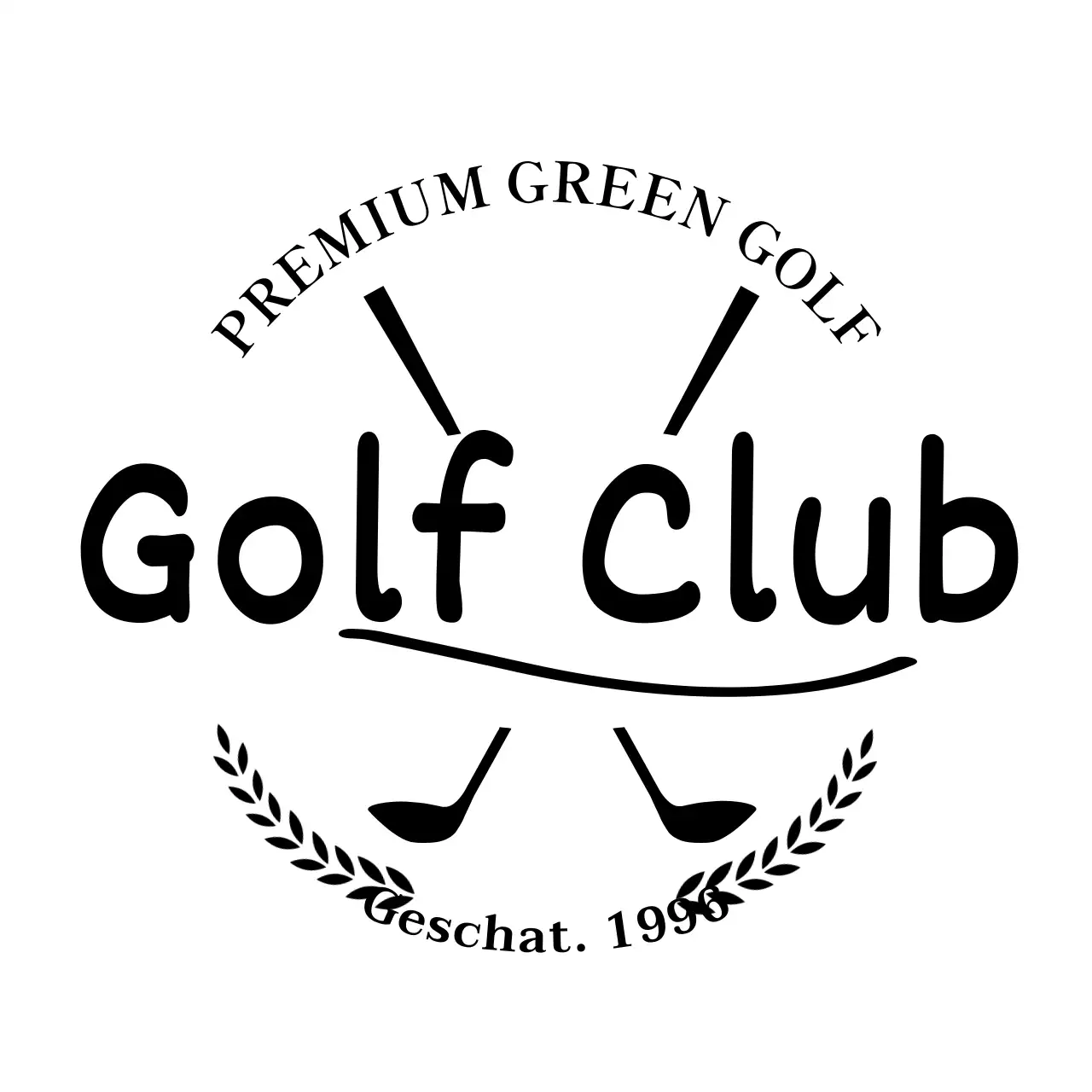 Luxe concept golfclub met golfclubillustratie en handschrift