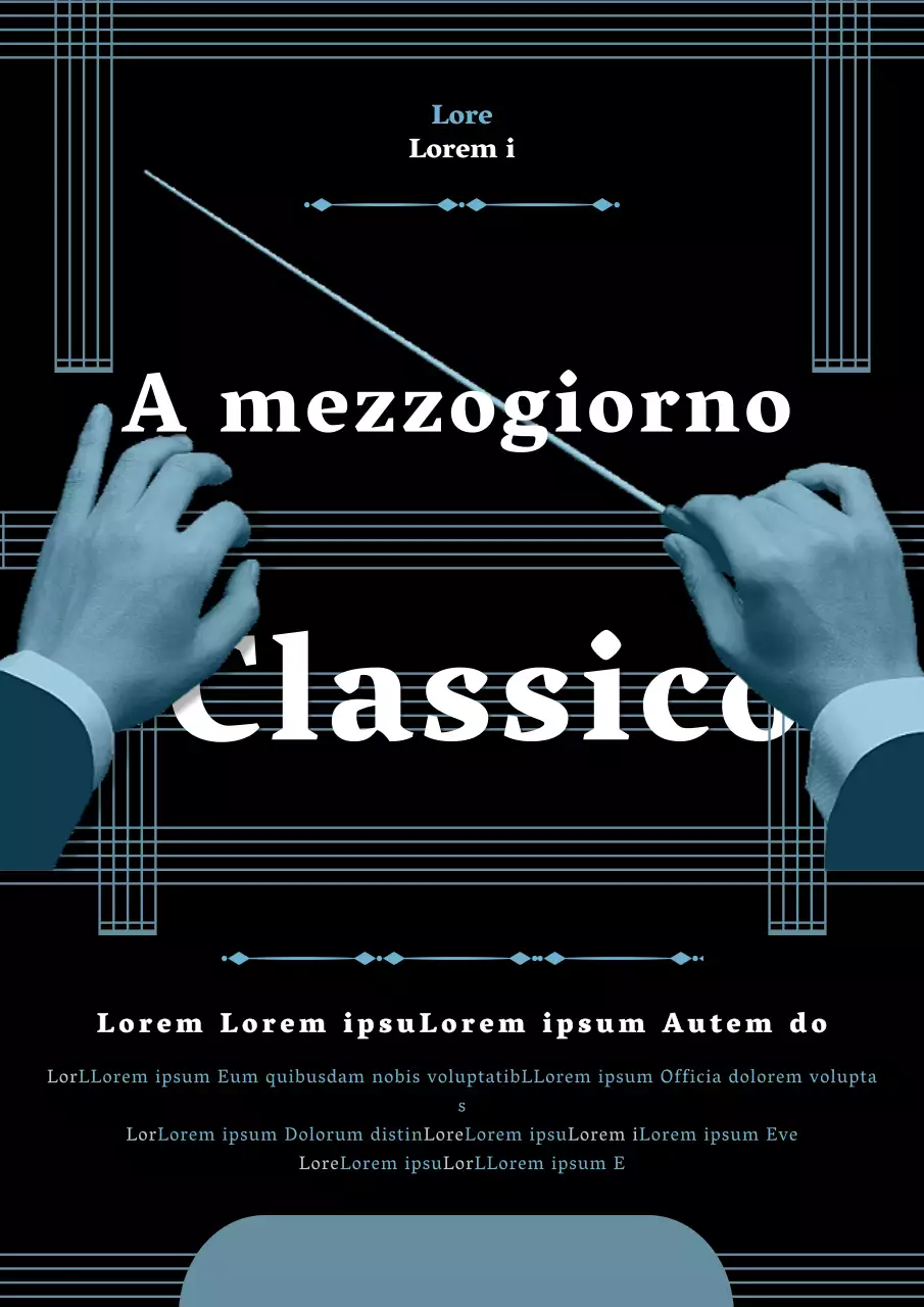 Volantino per concerto classico moderno in blu navy