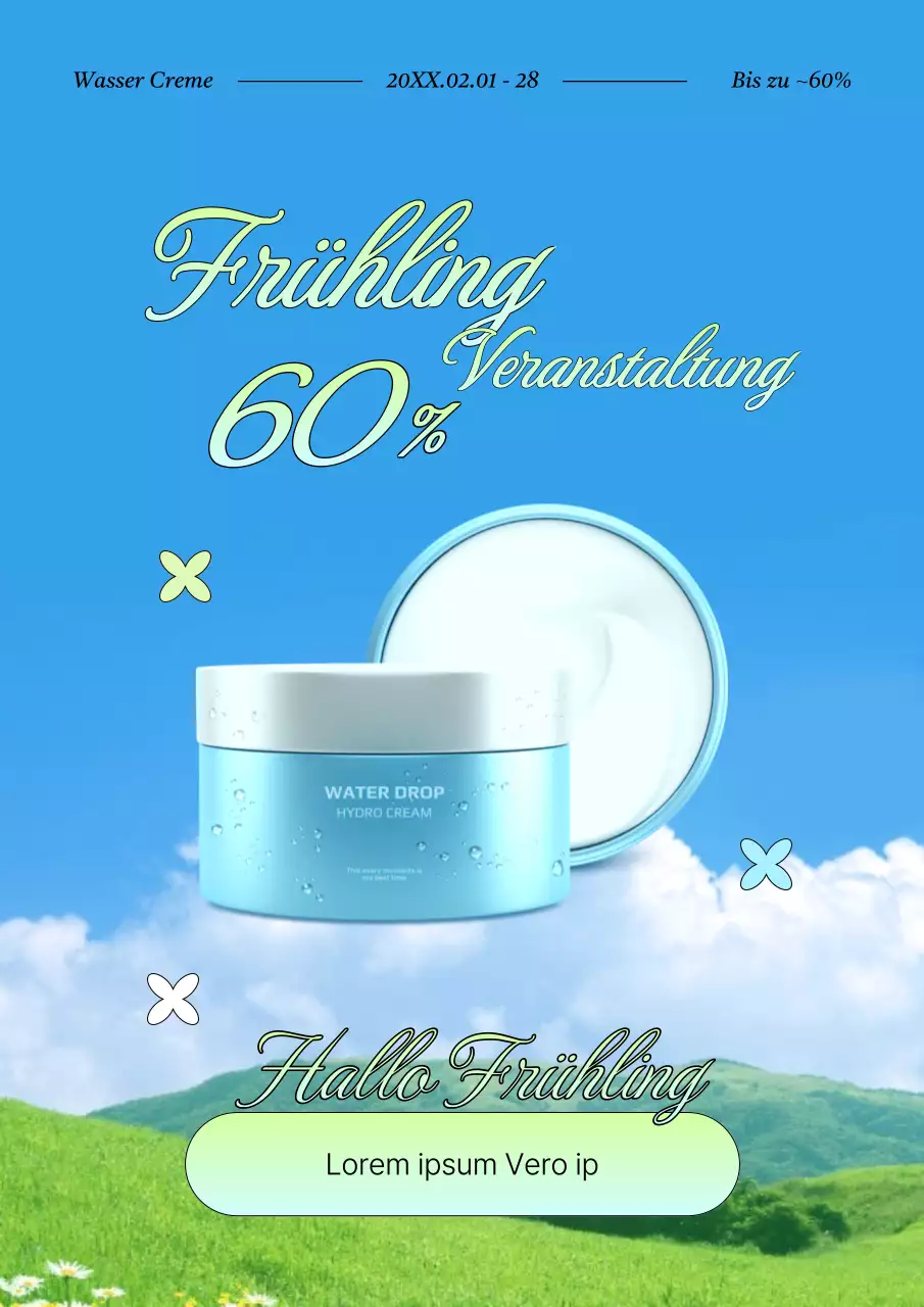 Werben Sie für einen Frühlingsverkauf mit den Trendfarben Blau und Chartreuse