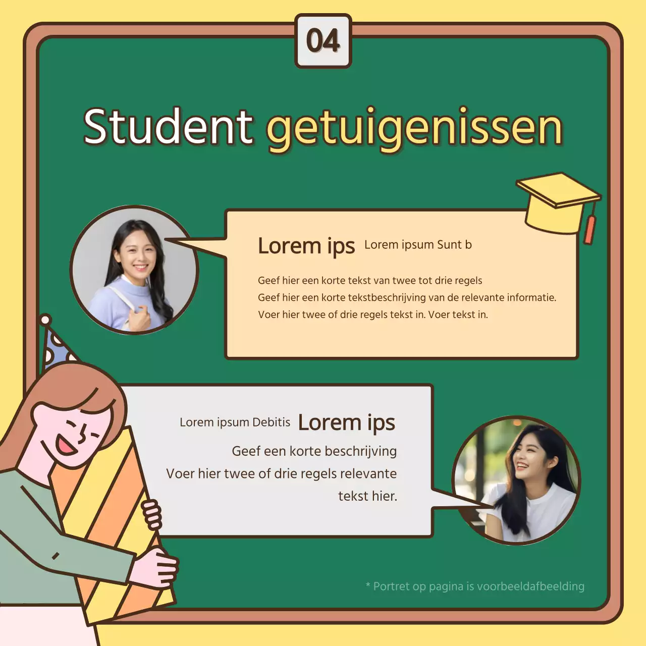 Een mooie geel met groene afstudeerpaal