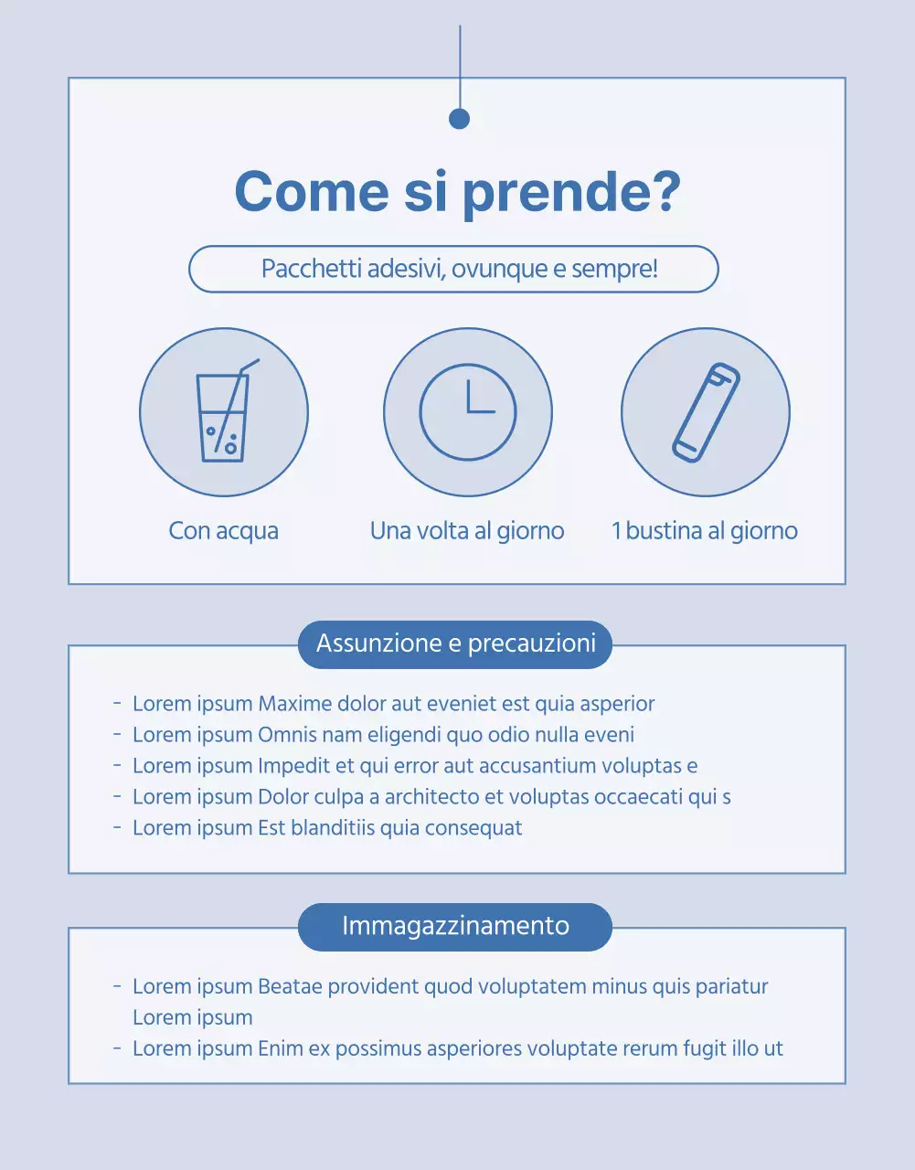 Briefing sul prodotto Lactobacillus semplice in blu navy e azzurro