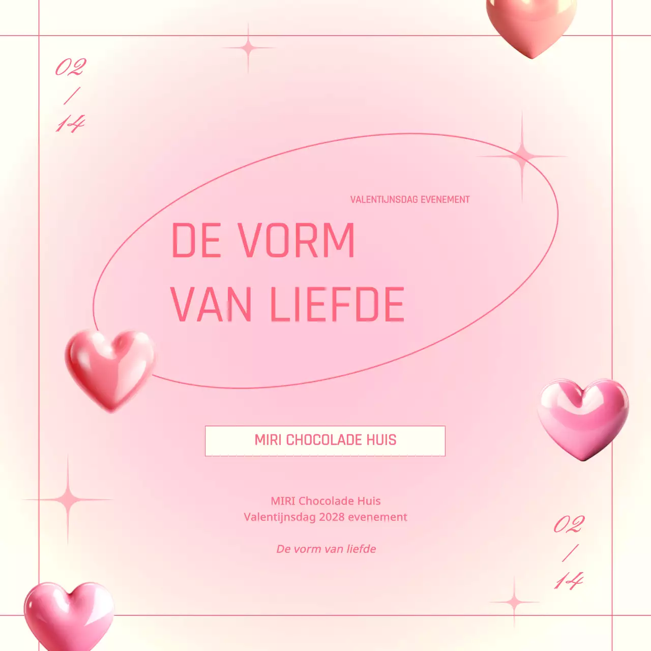 Promoot een trendy Valentijnsevenement met een ivoorkleurige en roze achtergrond
