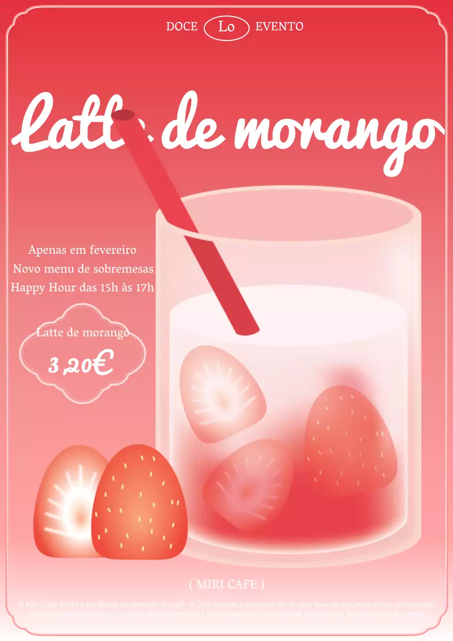 Folheto de evento do novo menu do café vermelho e cor-de-rosa
