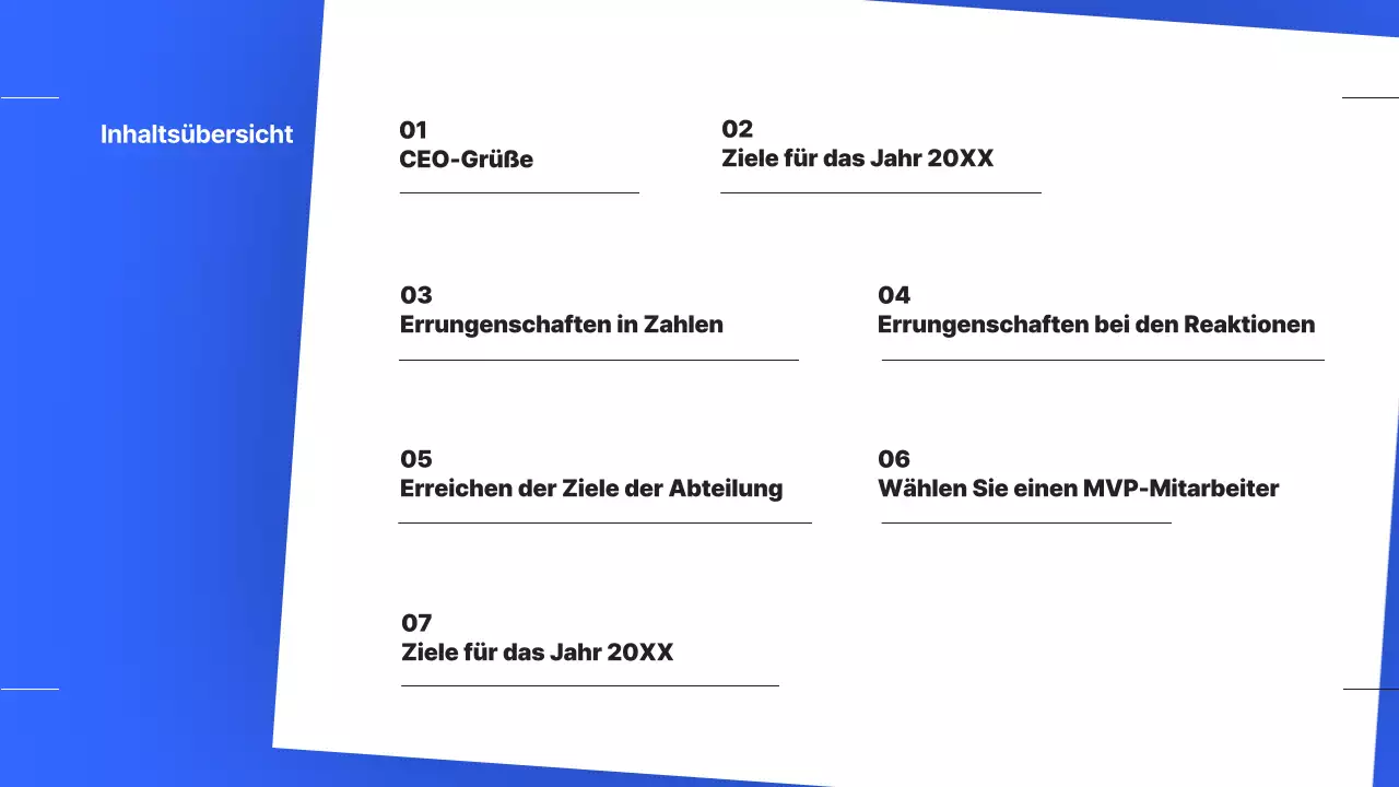 Ein einfacher Leistungsbericht zum Jahresende in Blau