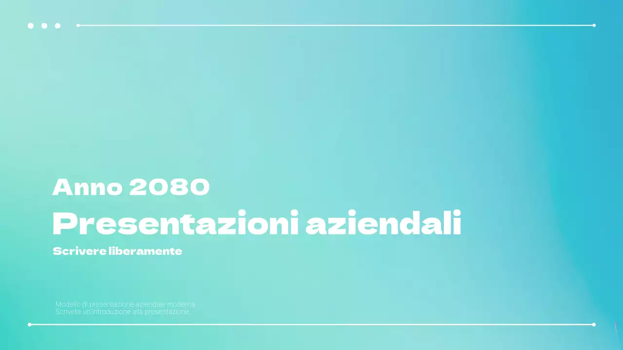 Una semplice presentazione aziendale in blu e menta