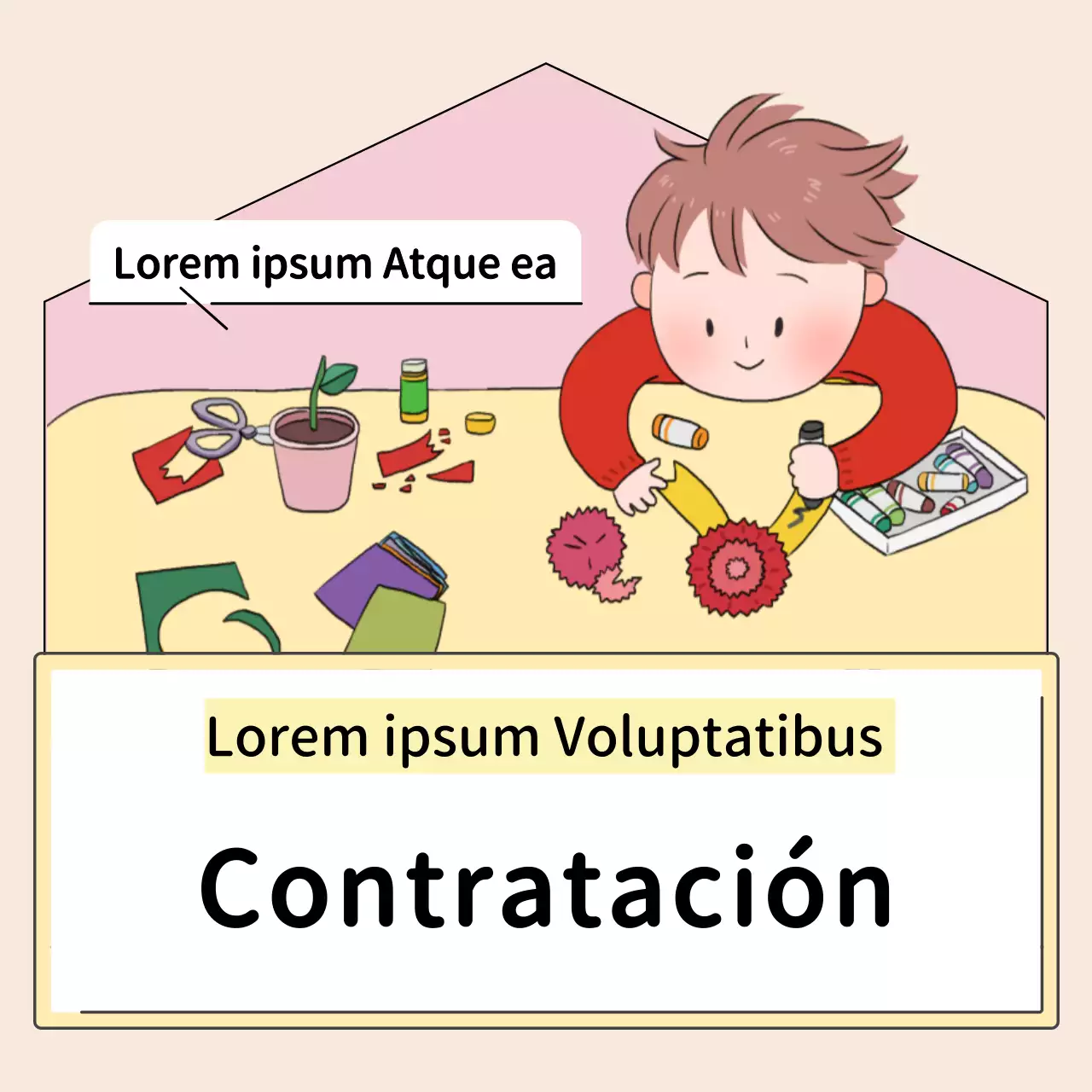 Simpáticos anuncios preescolares en amarillo y rosa