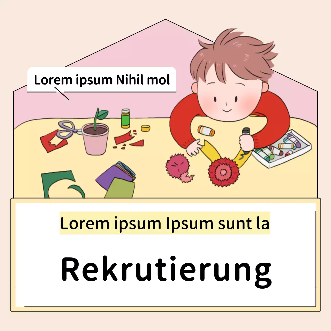 Niedliche Vorschul-Kleinanzeigen in Gelb und Rosa