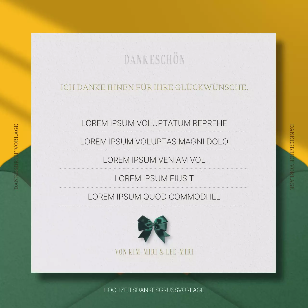 Modernes Dankesbriefpapier in Blau und Gelb