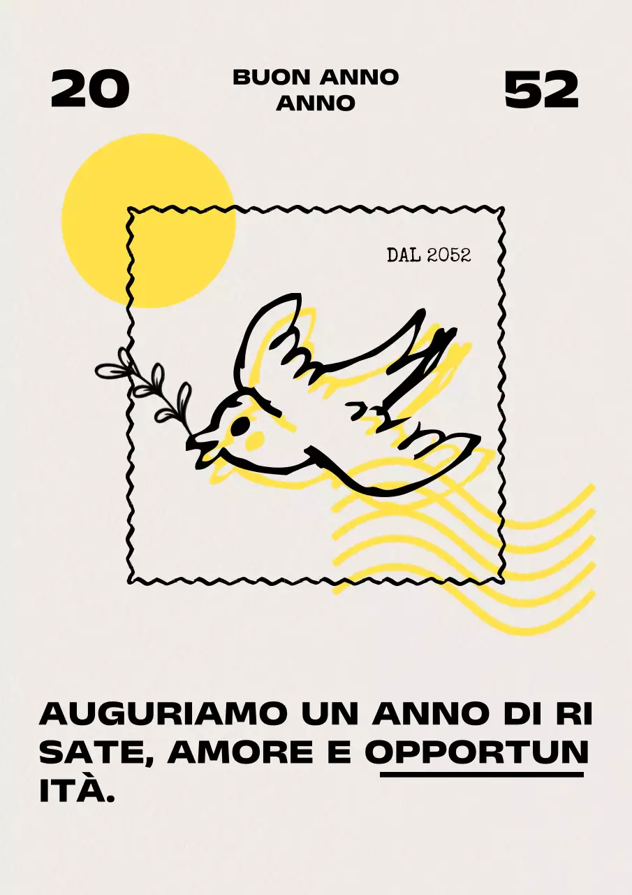 Biglietti d'auguri minimalisti per il nuovo anno in beige e giallo