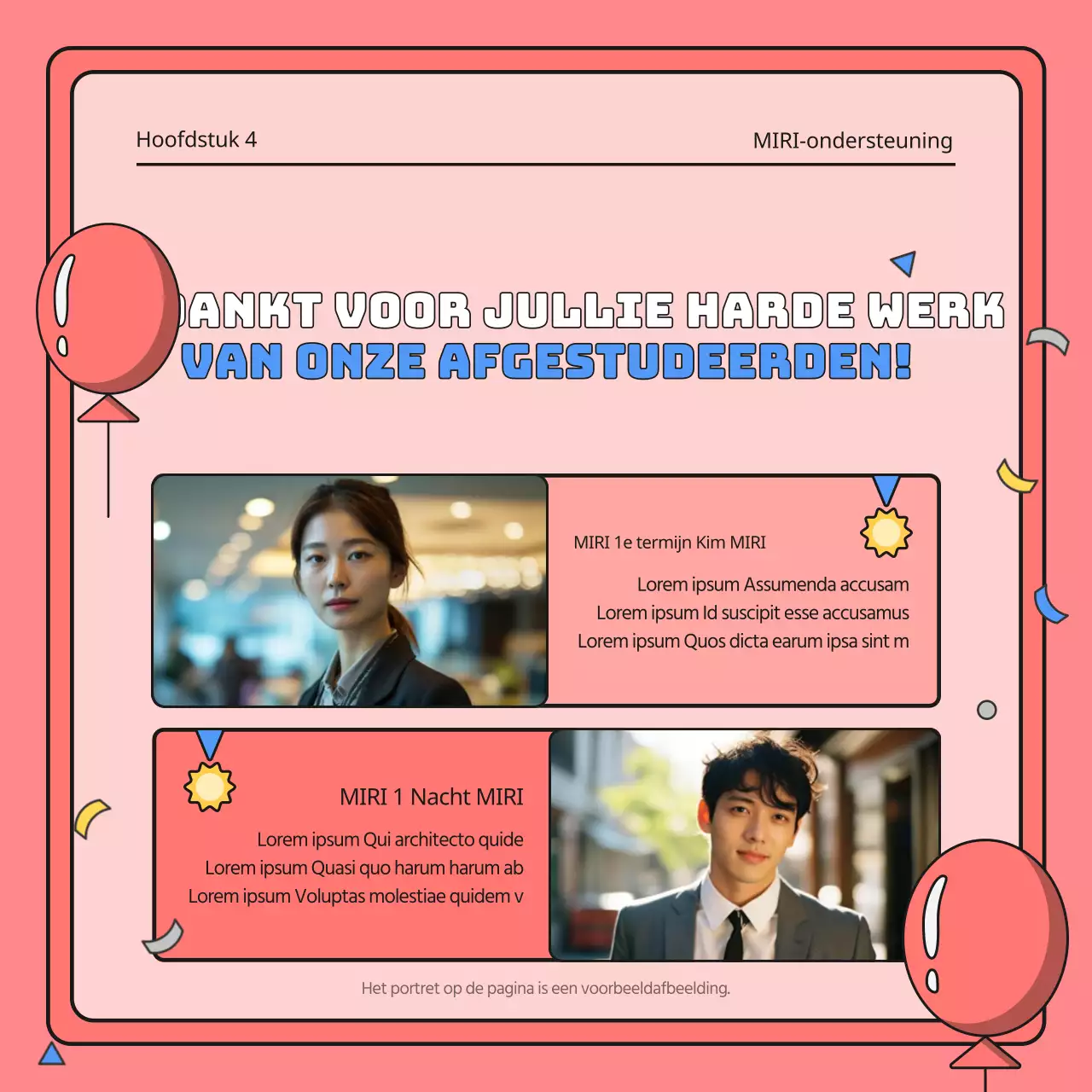 De voltooiing van het programma vieren in rood en blauw