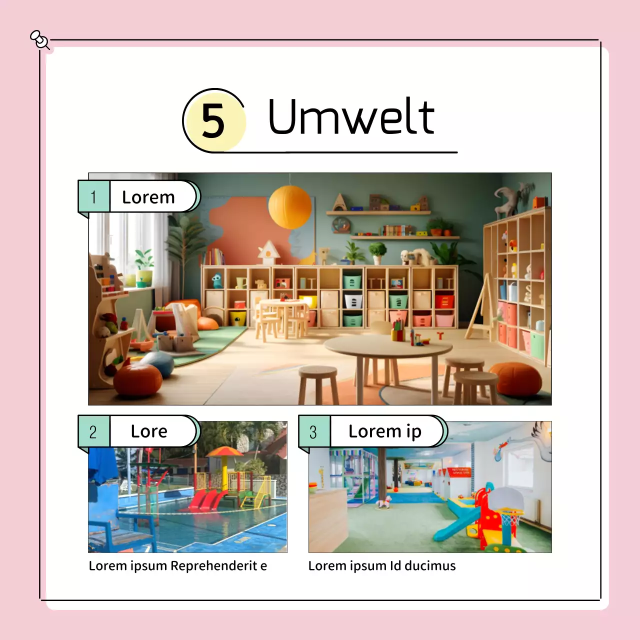 Niedliche Vorschul-Kleinanzeigen in Gelb und Rosa