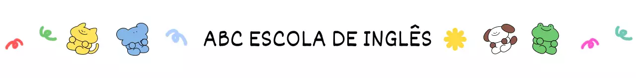 Escola de inglês com ilustrações coloridas e engraçadas