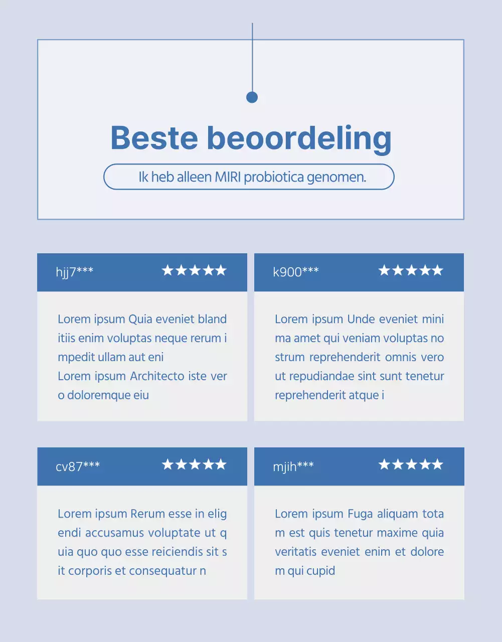 Eenvoudige lactobacillus productbeschrijving in marineblauw en lichtblauw