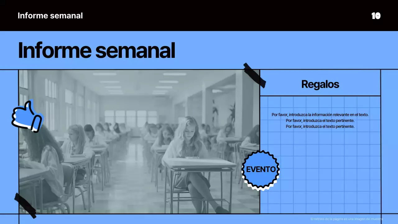 Material de reunión kitsch en azul