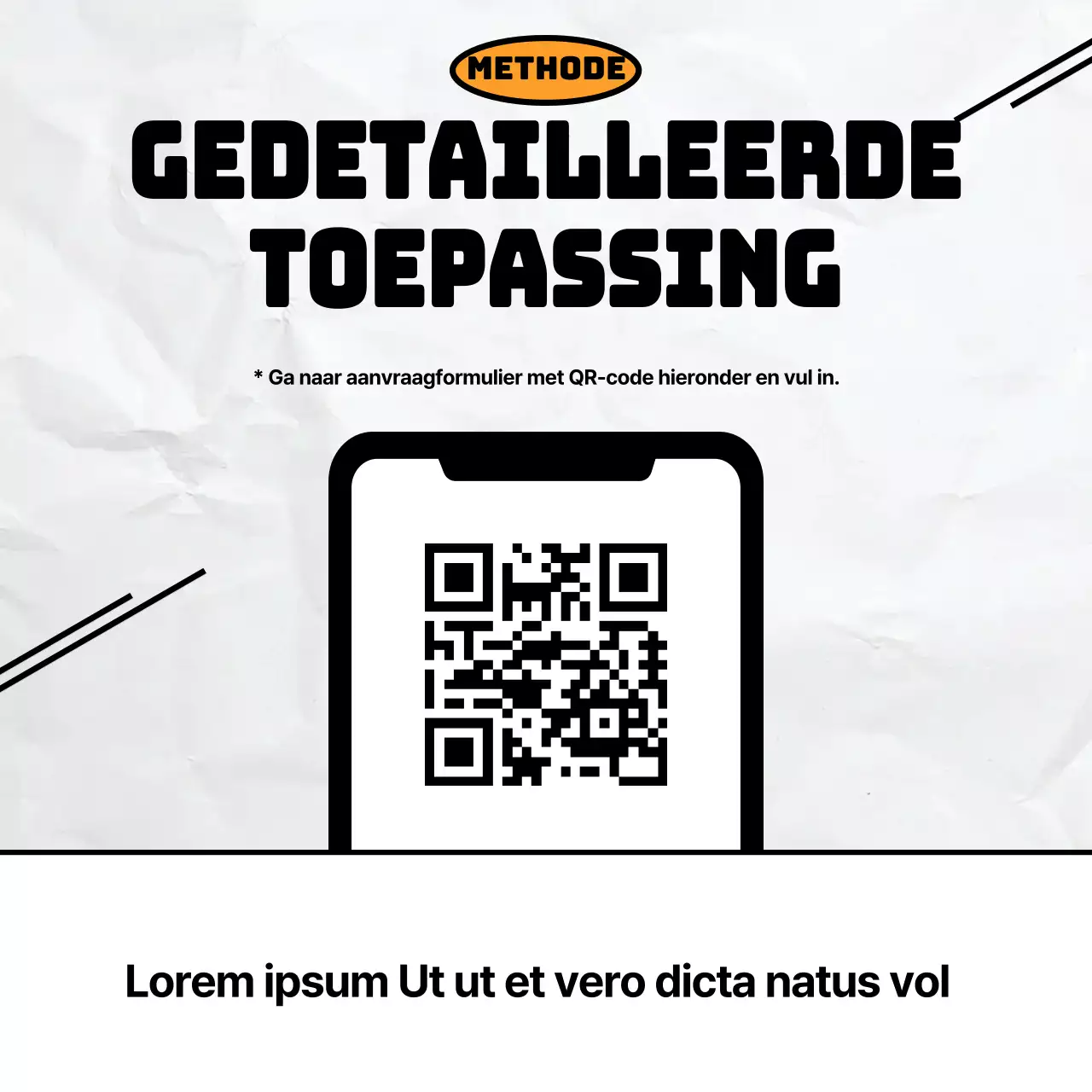 Minimalistische wervingsadvertentie voor voetbalclub in zwart en oranje