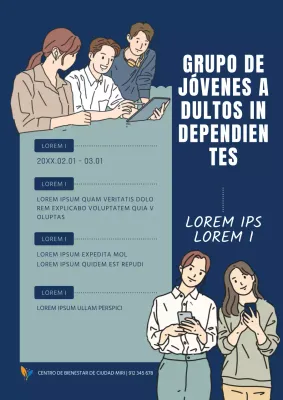 Anuncio sencillo en menta y azul marino del grupo de jóvenes independentistas