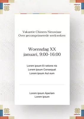 Traditionele beige aankondiging sluiting Lunar New Year vakantie