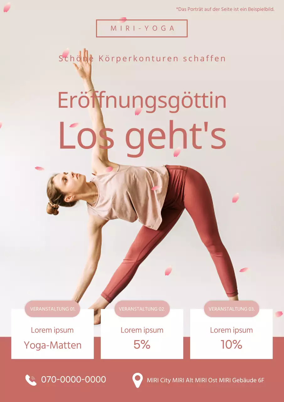 Eine einfache Yoga-Anzeige in Rosa und Beige