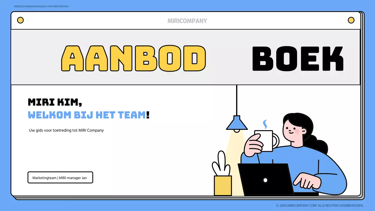 Blauw en geel onboarding trainingsmateriaal