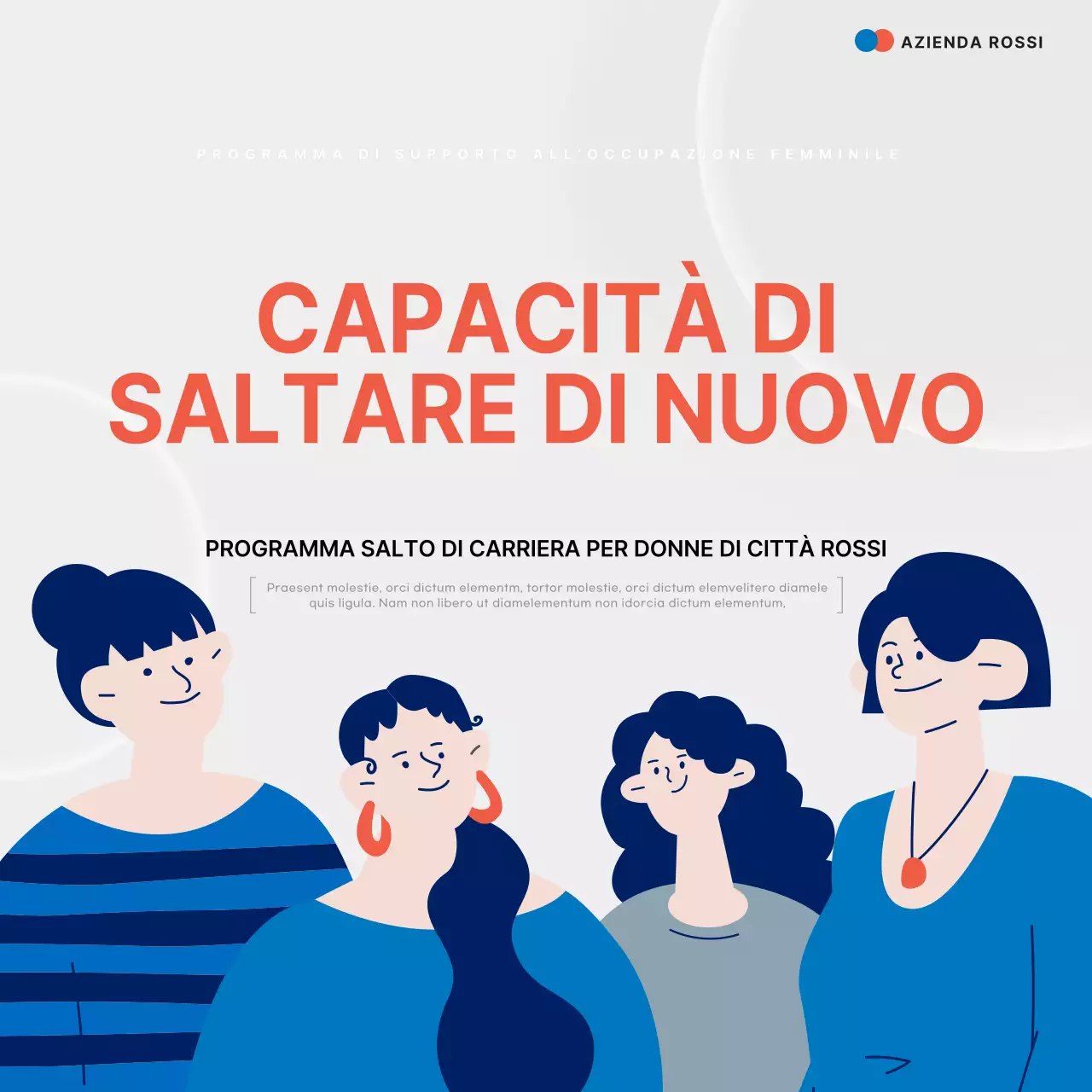 Informazioni sul programma di sostegno all'occupazione femminile Red and Blue Simple Career