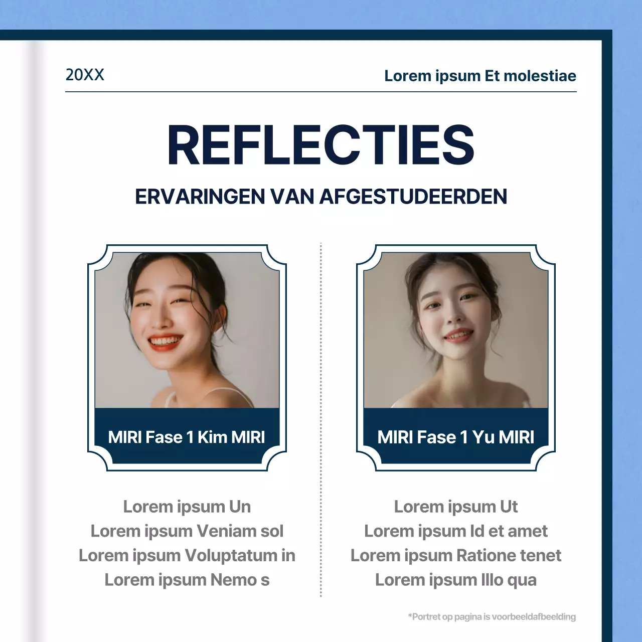 Minimalistische afstudeerbrief met lichtblauwe achtergrond