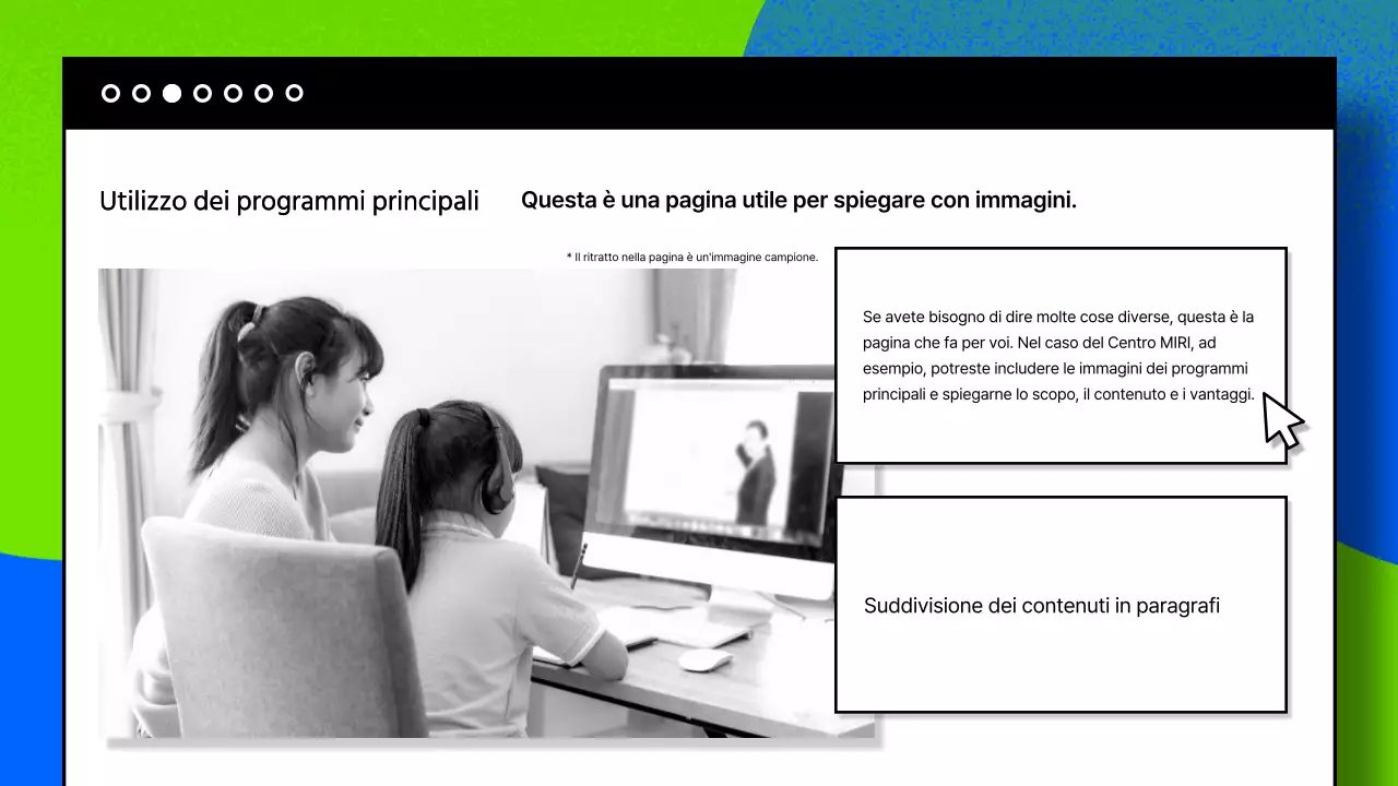 Una pubblicazione incentrata sulla fotografia, con toni di blu e chartreuse