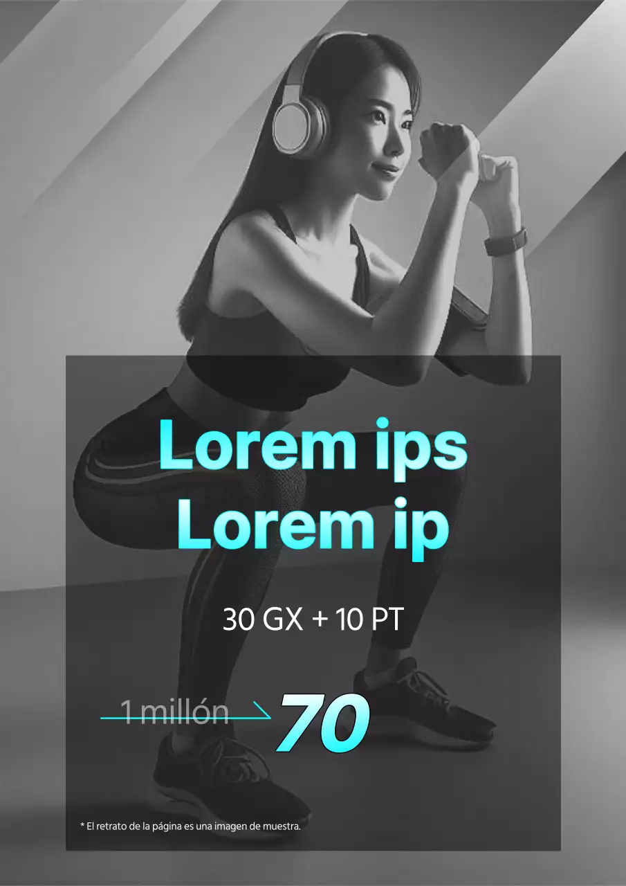 Un moderno anuncio de descuentos en fitness en blanco y negro y azul claro