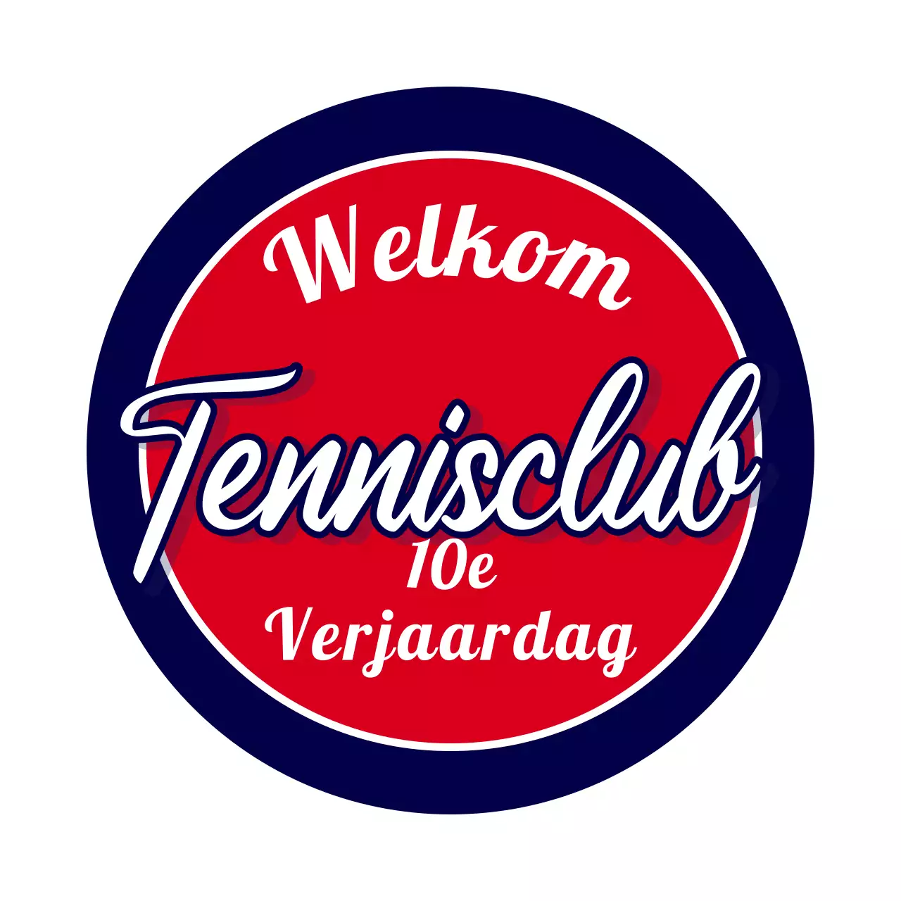 Eenvoudige en klassieke tennisclub met cursief lettertype
