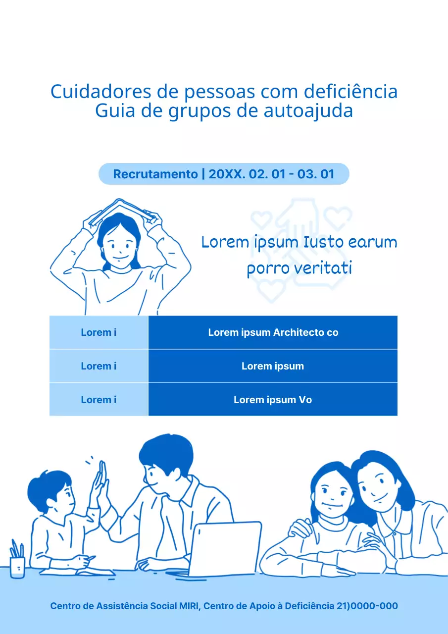 Ilustração simples em azul Procura-se estudantes