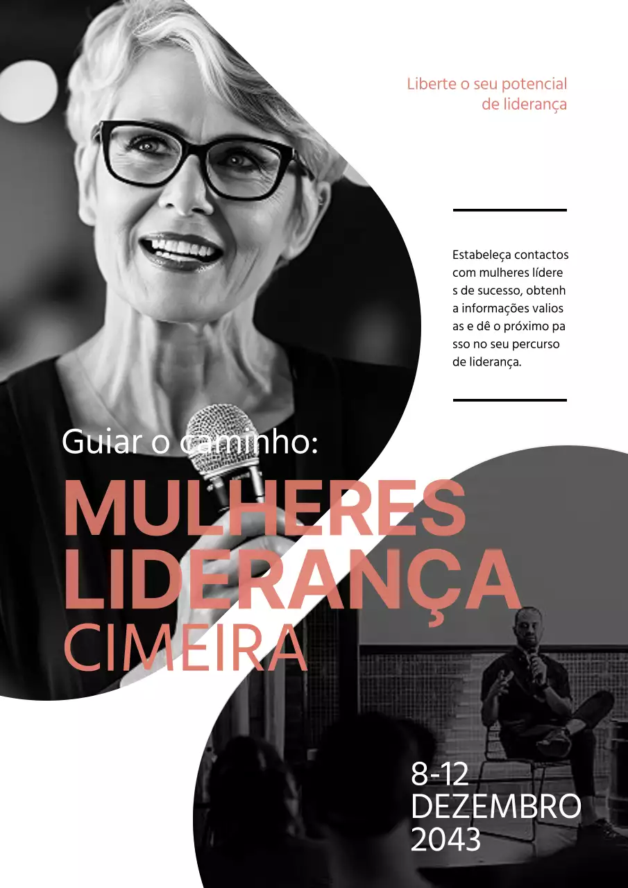 Promover um simples seminário de liderança do Dia da Mulher em preto e cor-de-rosa