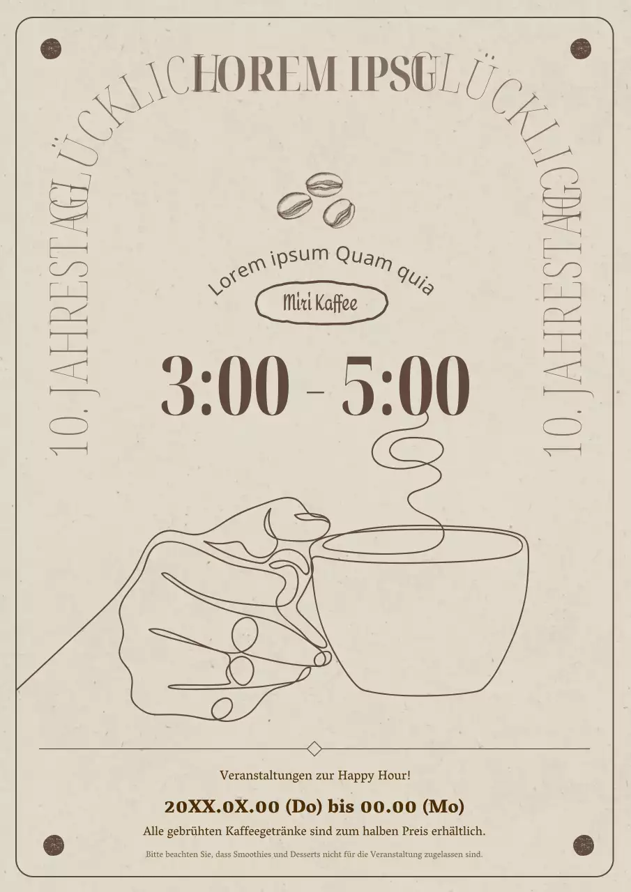 Förderung von Preisnachlässen für klassischen beigen und braunen Kaffee