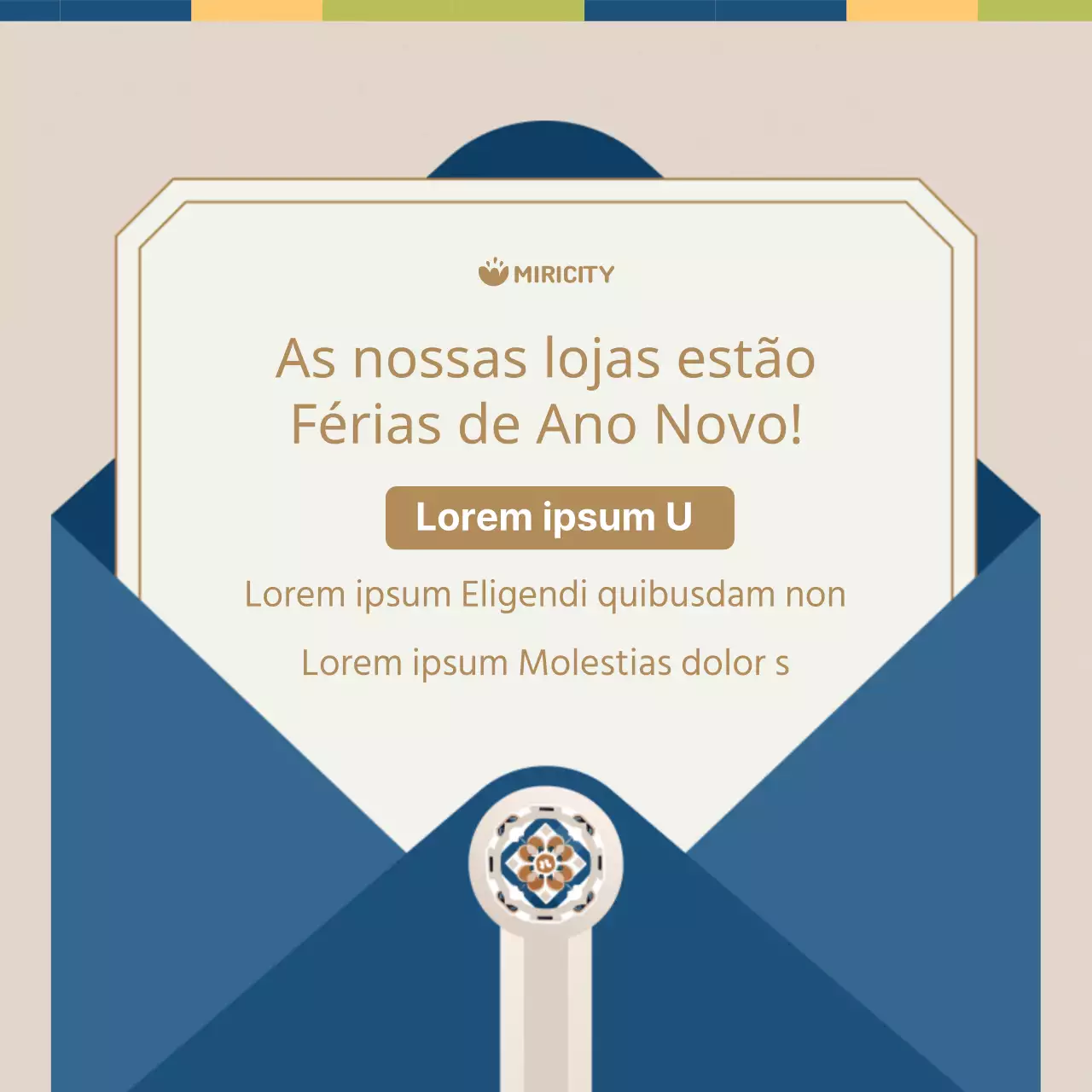 Anúncio de férias retro bege e azul