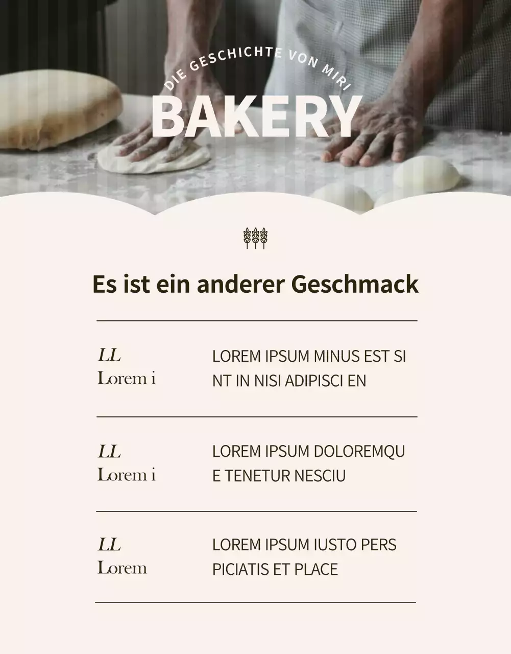 Werben Sie für eine moderne Bäckereiveranstaltung in Schwarz und Beige